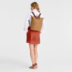 Rygsække^Longchamp Original Foldbar Rygsæk med Klap og Trykknap Brun