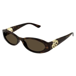 Solbriller<Gucci Oval Frame Sunglasses Brun