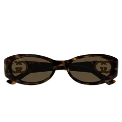 Solbriller<Gucci Oval Frame Sunglasses Brun
