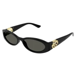 Solbriller<Gucci Oval Frame Sunglasses Sort