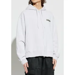 Trøjer<Balenciaga Over Zip-Up Hættetrøje Grå