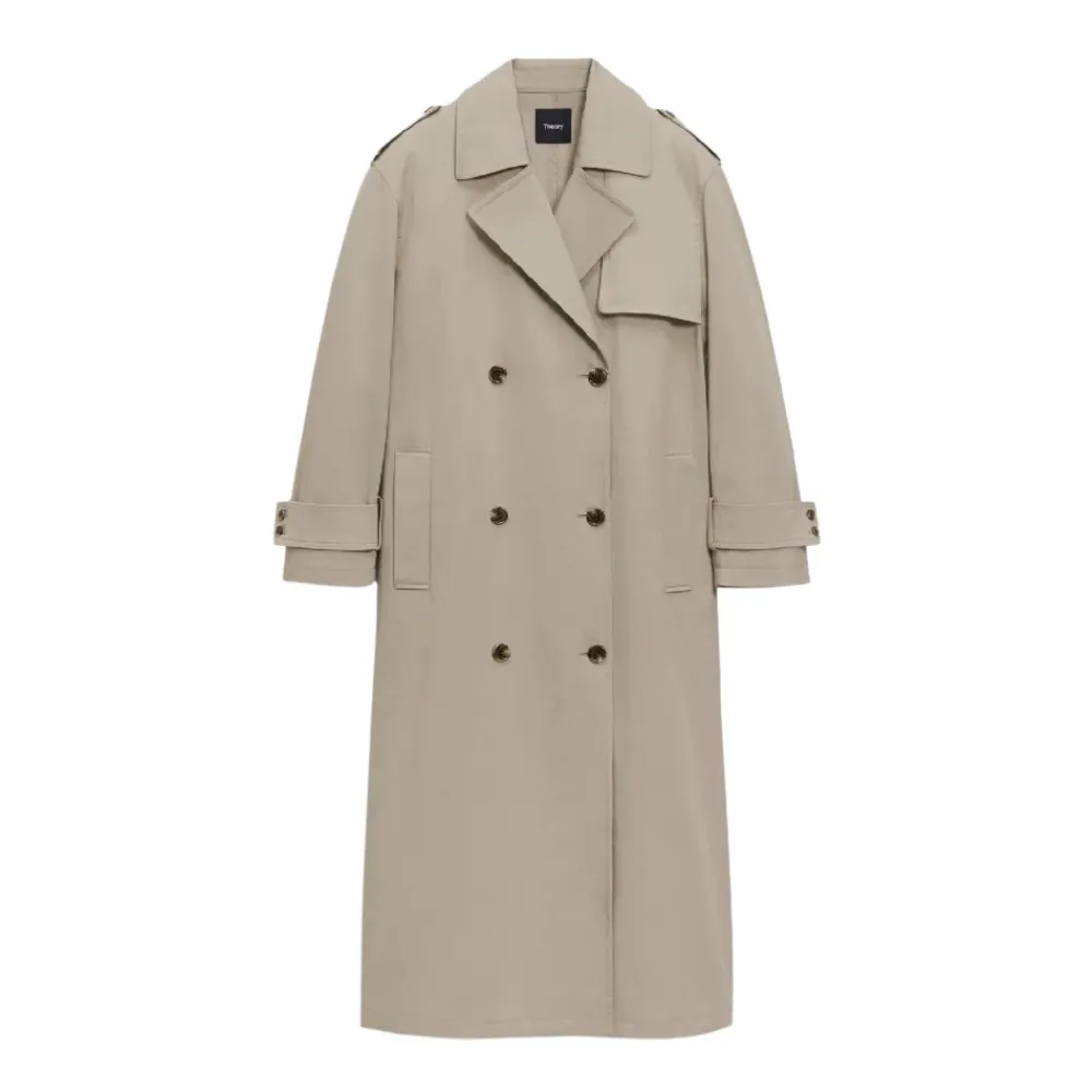 Frakker^Theory Oversized Dobbeltknappet Trenchcoat Grå