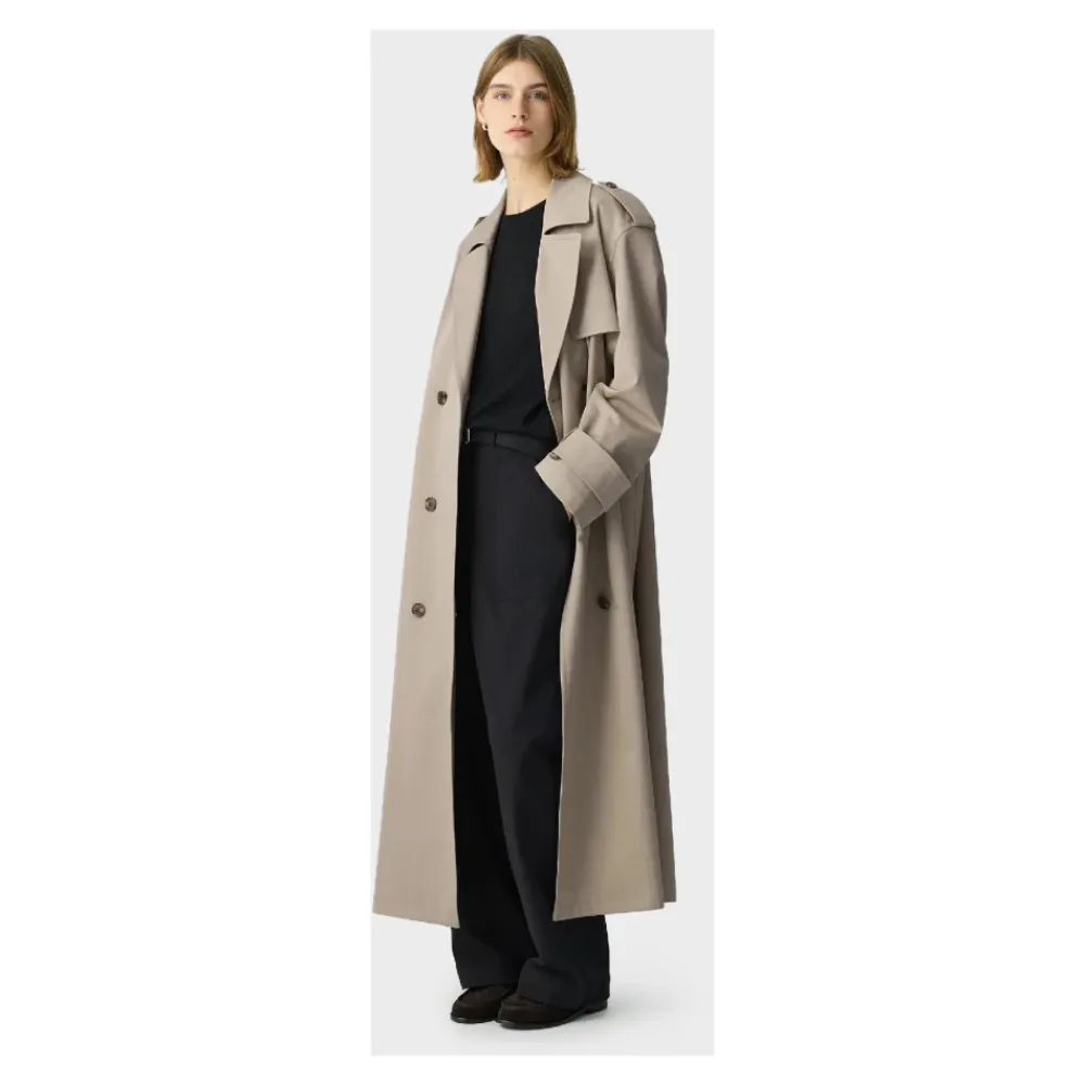 Frakker^Theory Oversized Dobbeltknappet Trenchcoat Grå