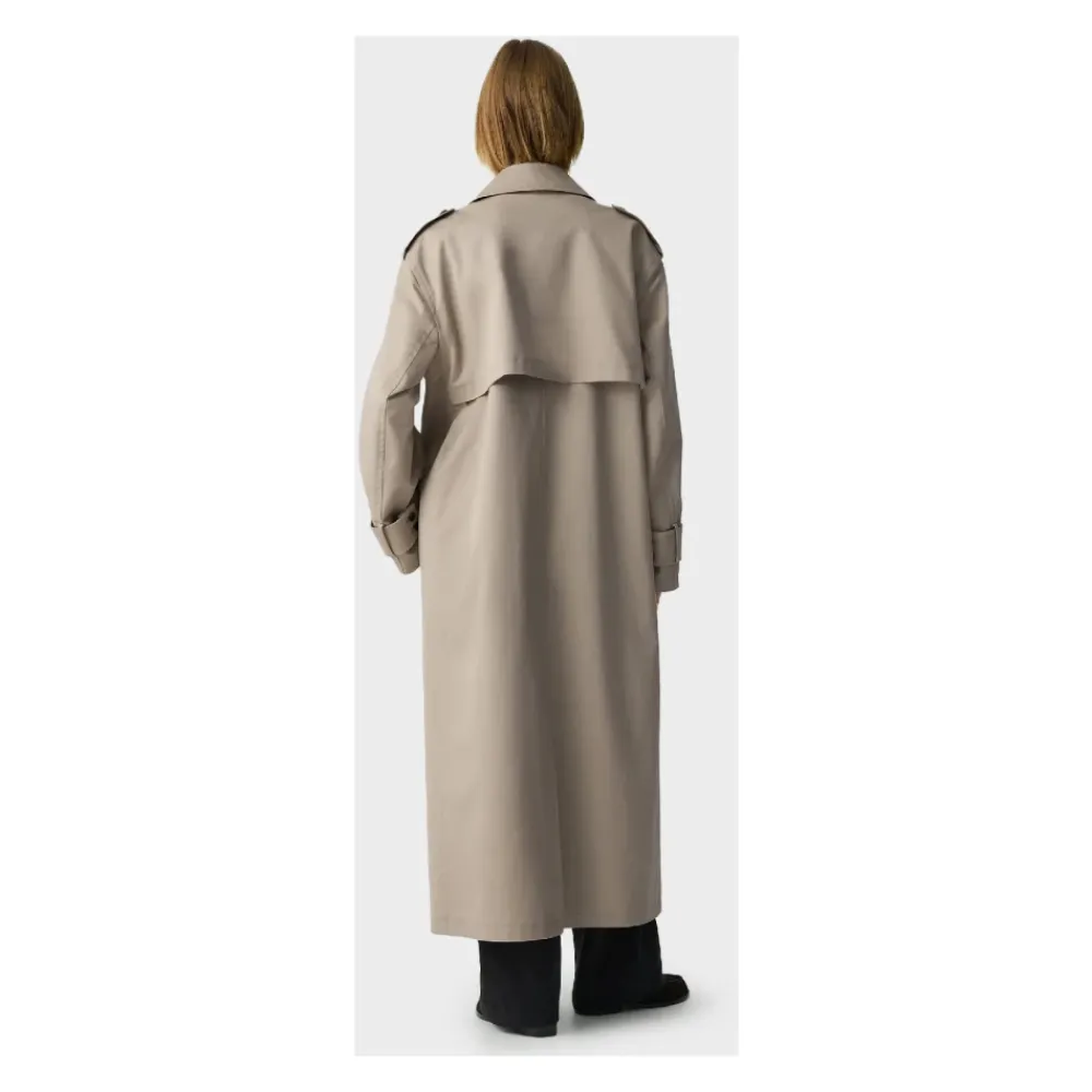 Frakker^Theory Oversized Dobbeltknappet Trenchcoat Grå