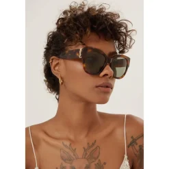 Solbriller<Saint Laurent Oversized Havana Cat Eye Solbriller Brun