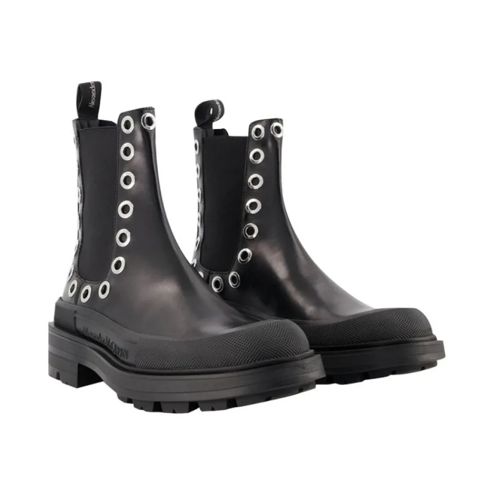 Chelsea Boots<Alexander McQueen Oversized Tread Chelsea Boots Sort