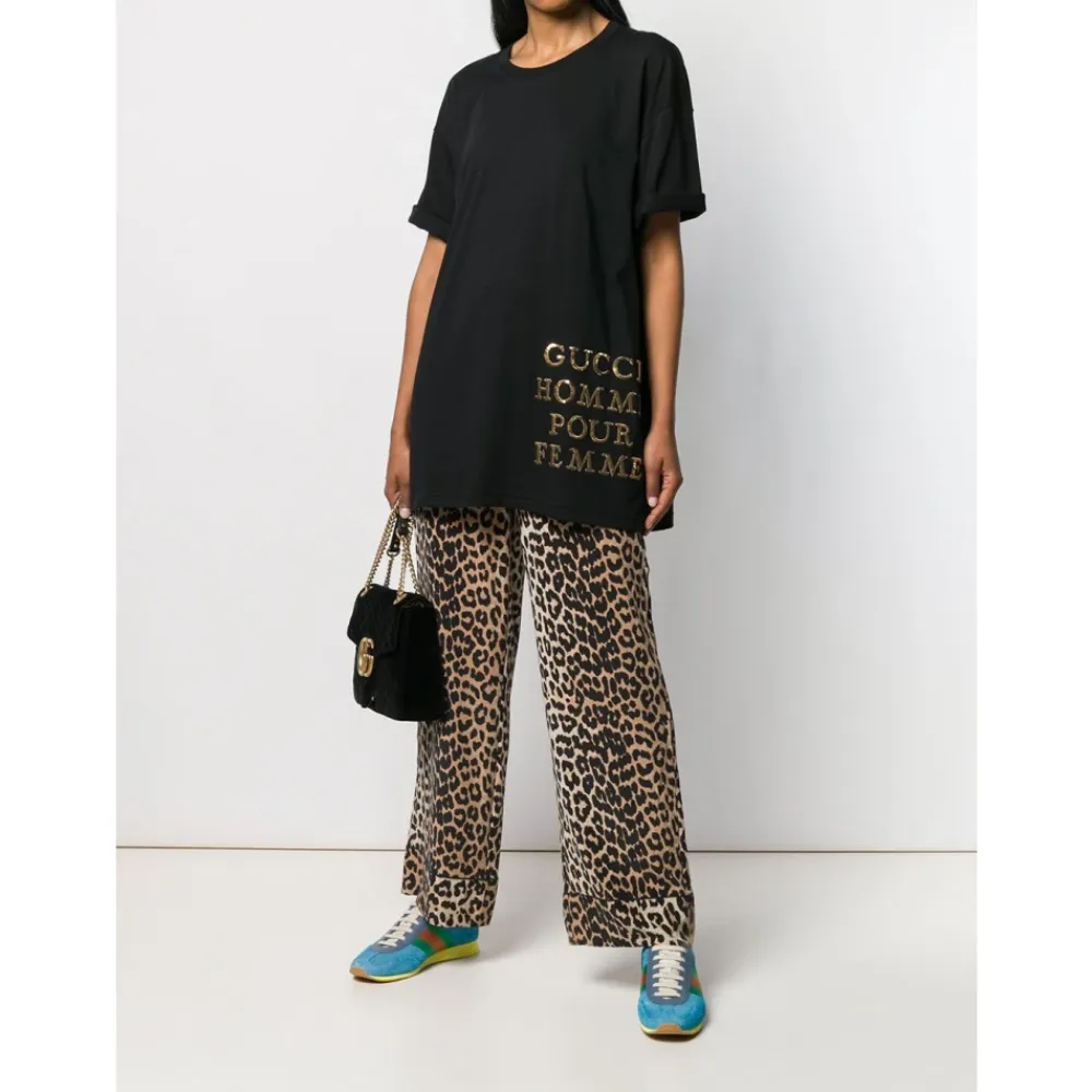T-Shirts<Gucci Oversized T-shirt med pailletdetaljer Sort