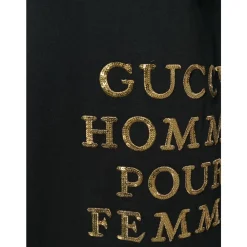 T-Shirts<Gucci Oversized T-shirt med pailletdetaljer Sort