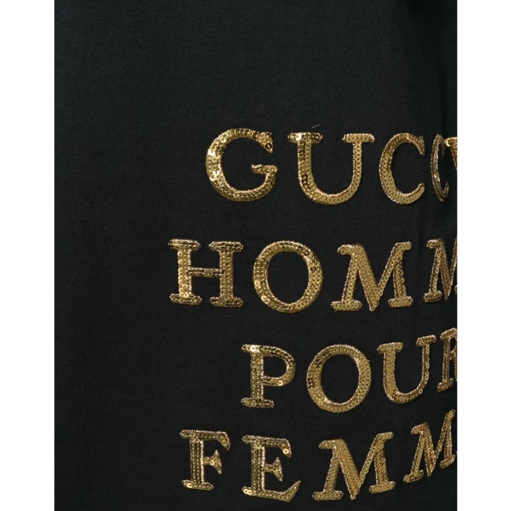 T-Shirts<Gucci Oversized T-shirt med pailletdetaljer Sort