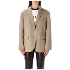 Jakker<Anine Bing Oversized Uld-Kashmir Blazer Jakke Beige