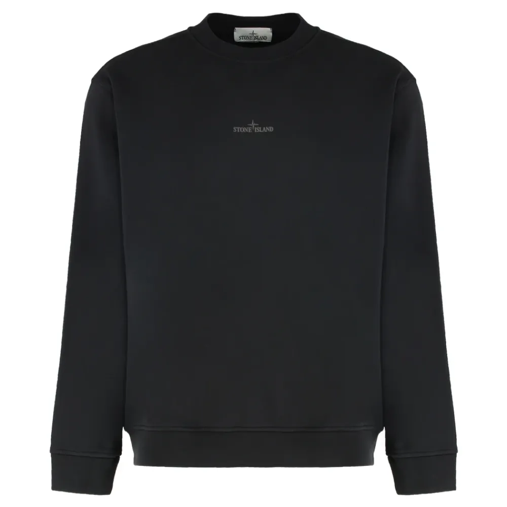 Sweatshirts^Stone Island Oversized-fit Crewneck Sweatshirt med 'Industrial Four' Print Sort