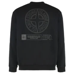 Sweatshirts^Stone Island Oversized-fit Crewneck Sweatshirt med 'Industrial Four' Print Sort
