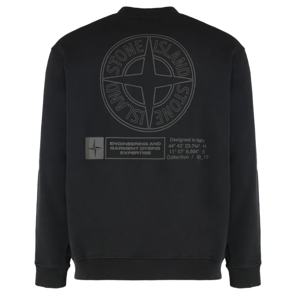Sweatshirts^Stone Island Oversized-fit Crewneck Sweatshirt med 'Industrial Four' Print Sort