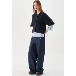 Striktrøjer & Sweatere<Busnel Palmer Textured Cotton Cardigan Blå