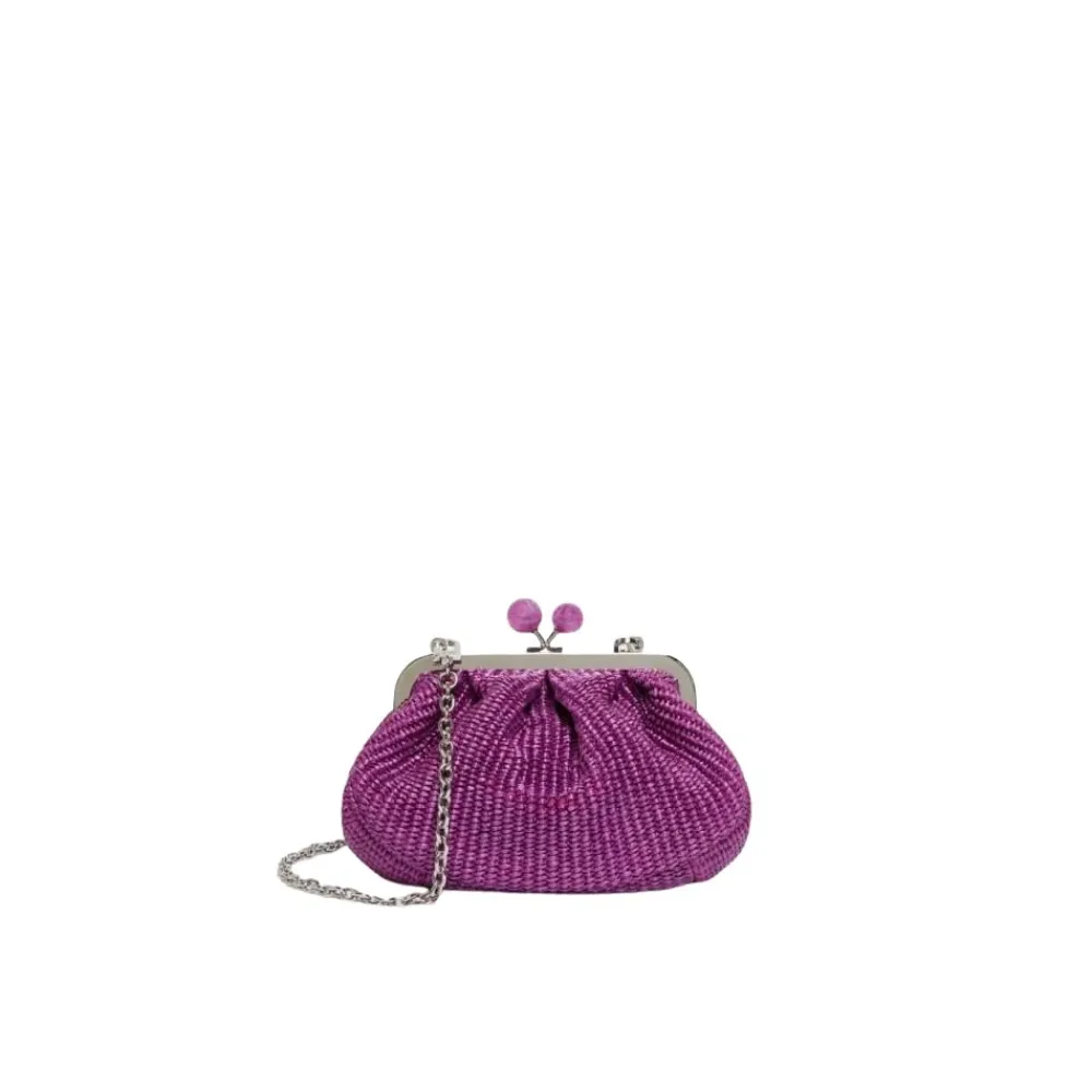 Clutch<Weekend Max Mara Pasticcino Bag Small Effetto Rafia Lilla