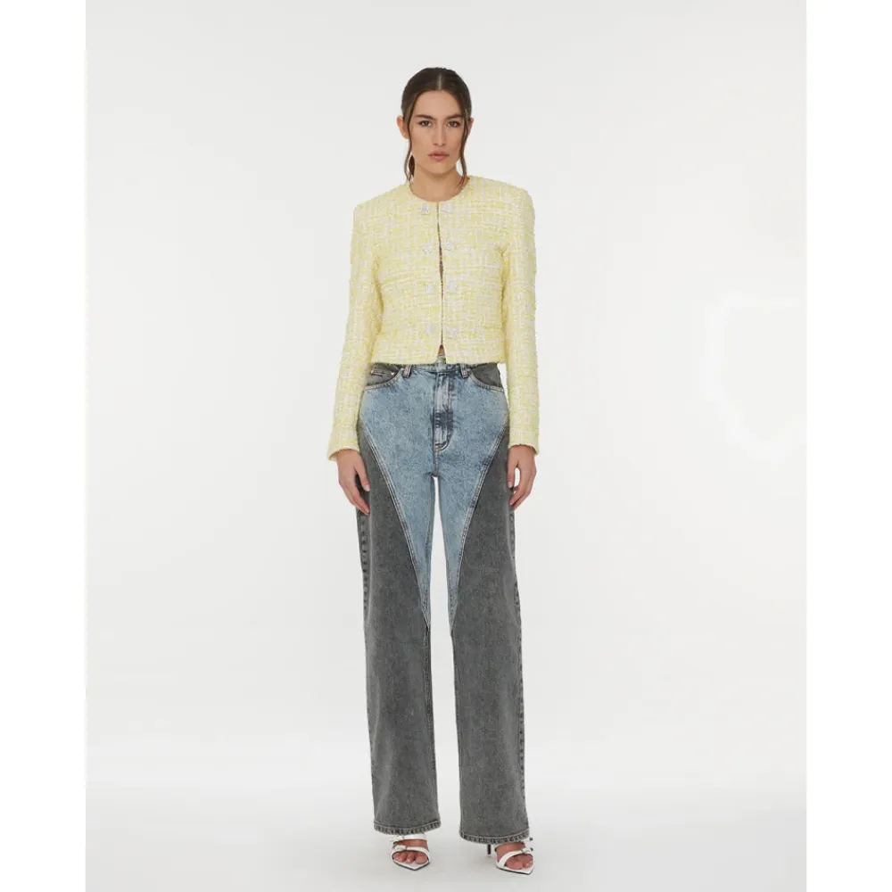 Jeans<ROTATE Birger Christensen Patchwork Straight-Leg Jeans Blå