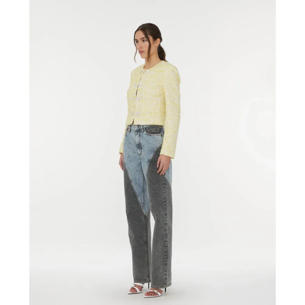 Jeans<ROTATE Birger Christensen Patchwork Straight-Leg Jeans Blå