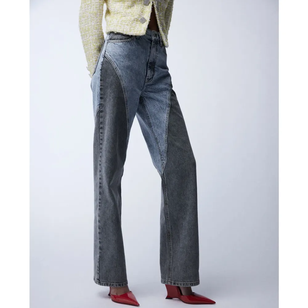 Jeans<ROTATE Birger Christensen Patchwork Straight-Leg Jeans Blå