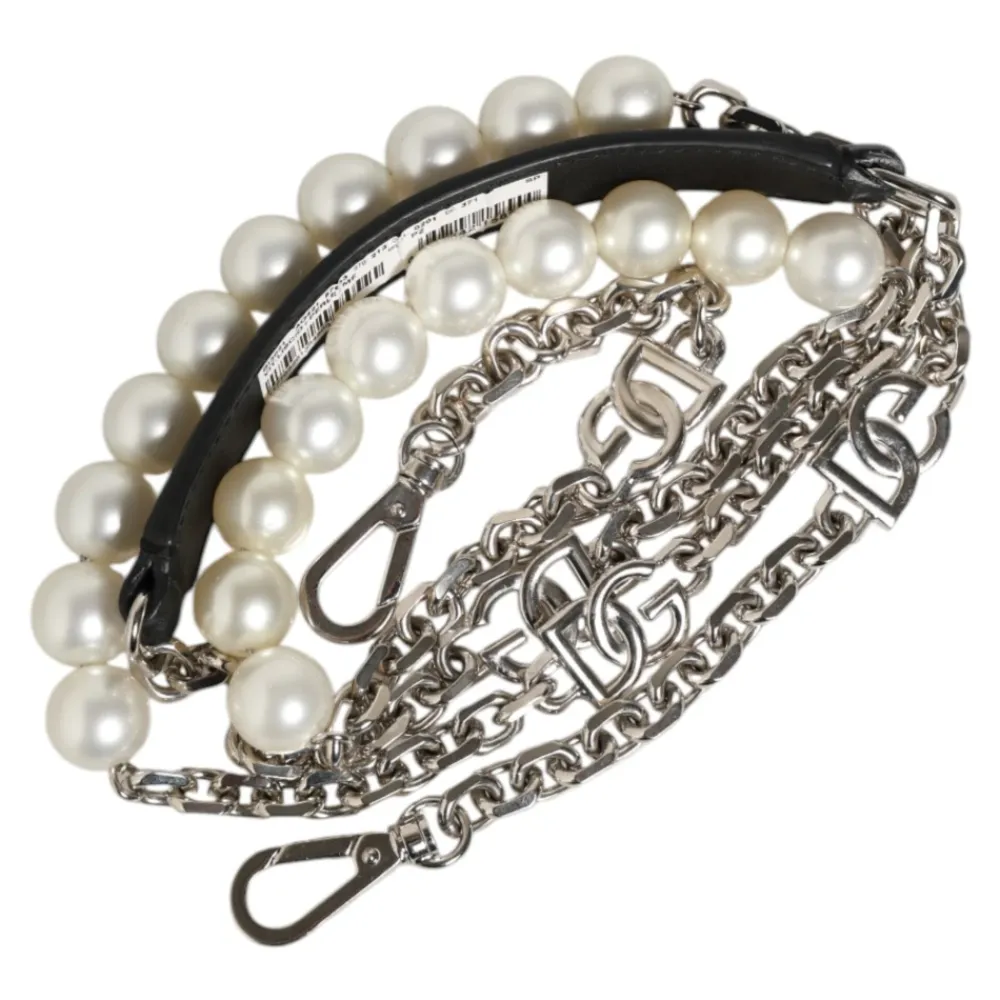 Tilbehør Til Tasker<Dolce & Gabbana Pearl Chain Shoulder Strap Sort
