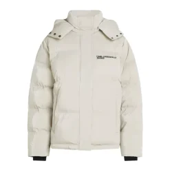 Jakker<Karl Lagerfeld Pearlised Puffer Jacket Beige