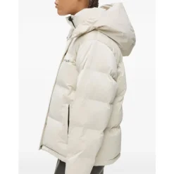Jakker<Karl Lagerfeld Pearlised Puffer Jacket Beige