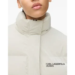 Jakker<Karl Lagerfeld Pearlised Puffer Jacket Beige