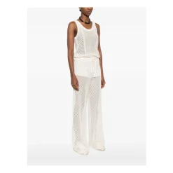 Bukser<Golden Goose Peggie Mesh Knit Trousers Hvid