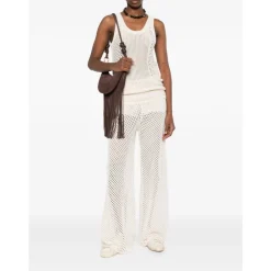 Bukser<Golden Goose Peggie Mesh Knit Trousers Hvid