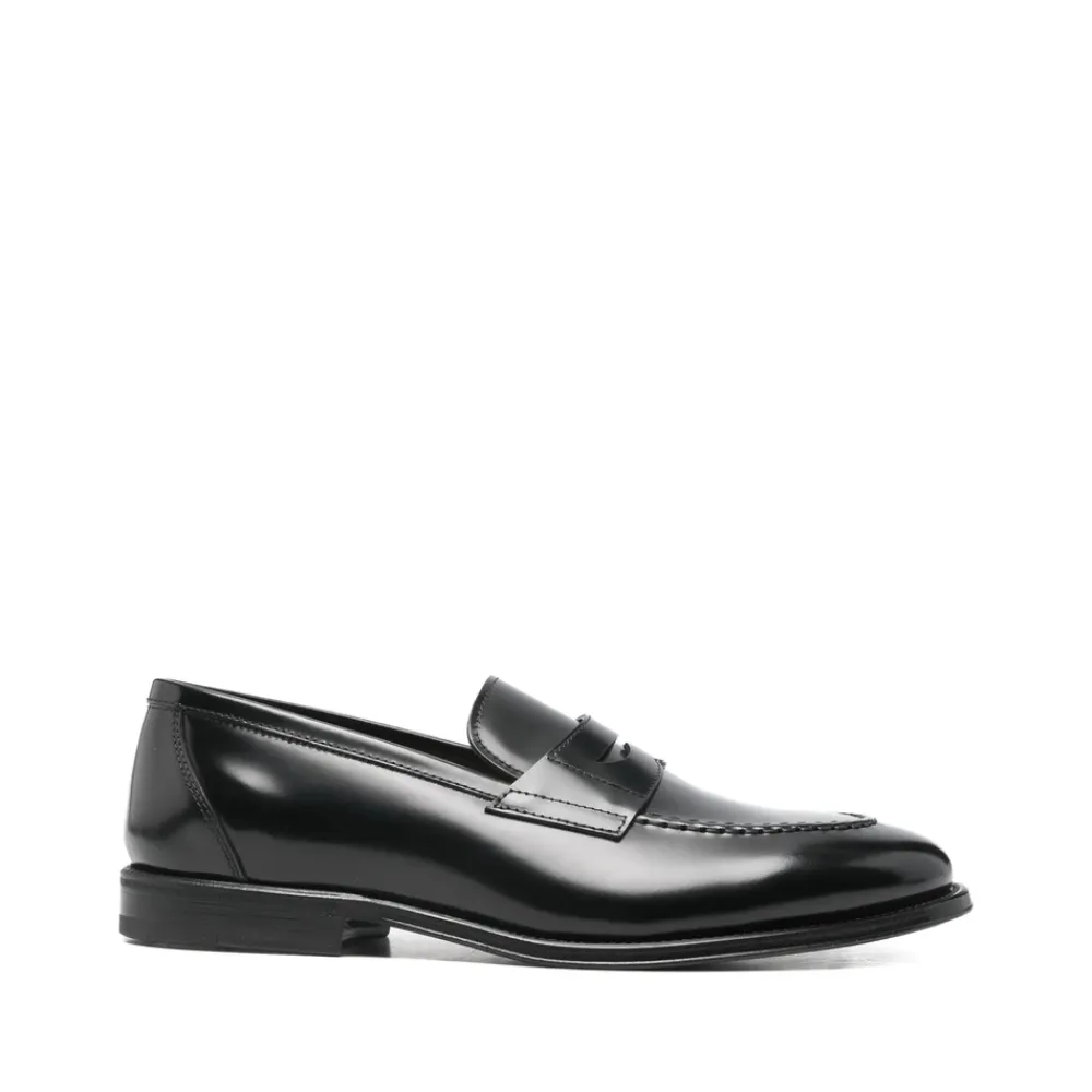 Loafers^Henderson Baracco Penny-strap Loafers med stikdetaljer Sort