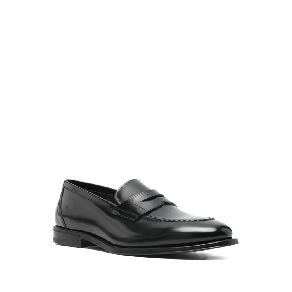 Loafers^Henderson Baracco Penny-strap Loafers med stikdetaljer Sort