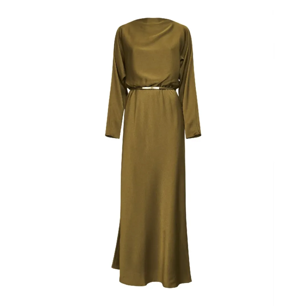 Kjoler<Max Mara Studio Pentola Satin Dress Grøn