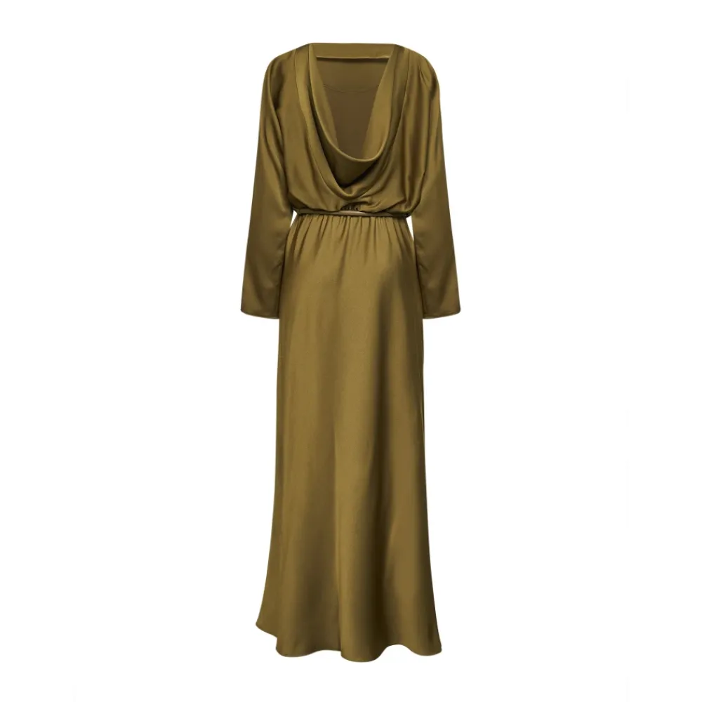 Kjoler<Max Mara Studio Pentola Satin Dress Grøn