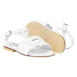 Sandaler<Moschino Perforated Heart Leather Sandal Hvid