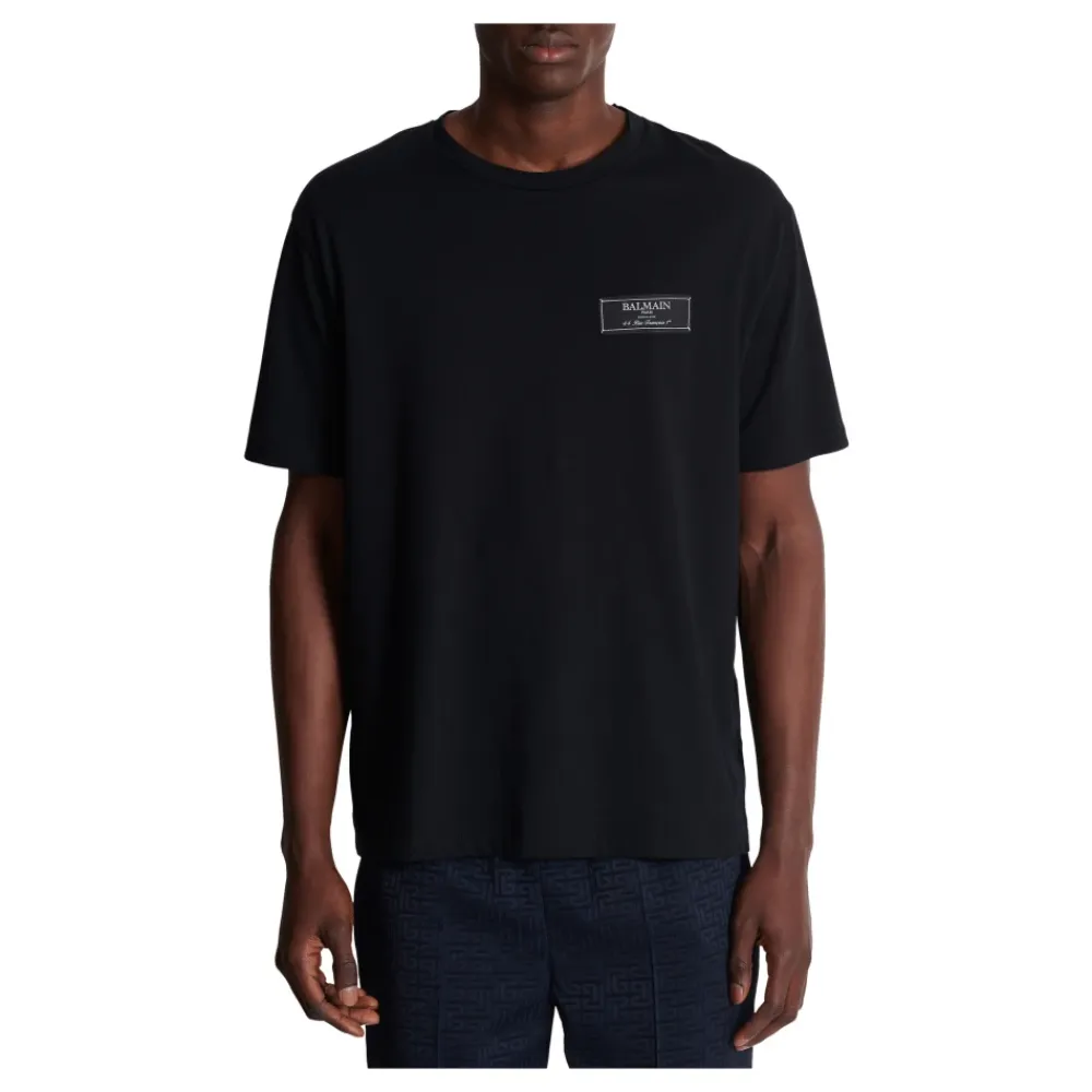T-Shirts<Balmain Pierre kortærmet T-shirt Sort