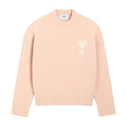 Strik<Ami Paris Alpaca Uld Crew Neck Sweater Pink