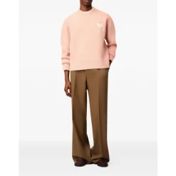 Strik<Ami Paris Alpaca Uld Crew Neck Sweater Pink