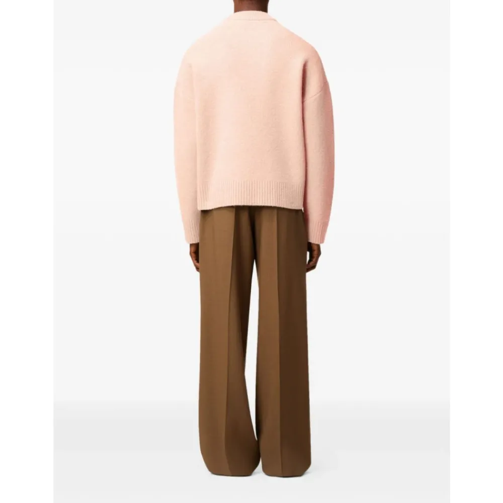 Strik<Ami Paris Alpaca Uld Crew Neck Sweater Pink