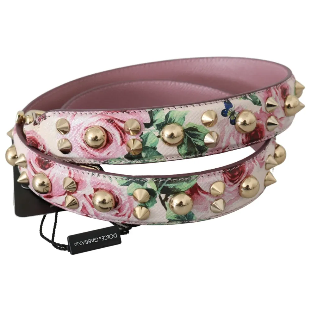 Bæltetasker<Dolce & Gabbana Floral Læder Stud Acry Skulderrem Pink