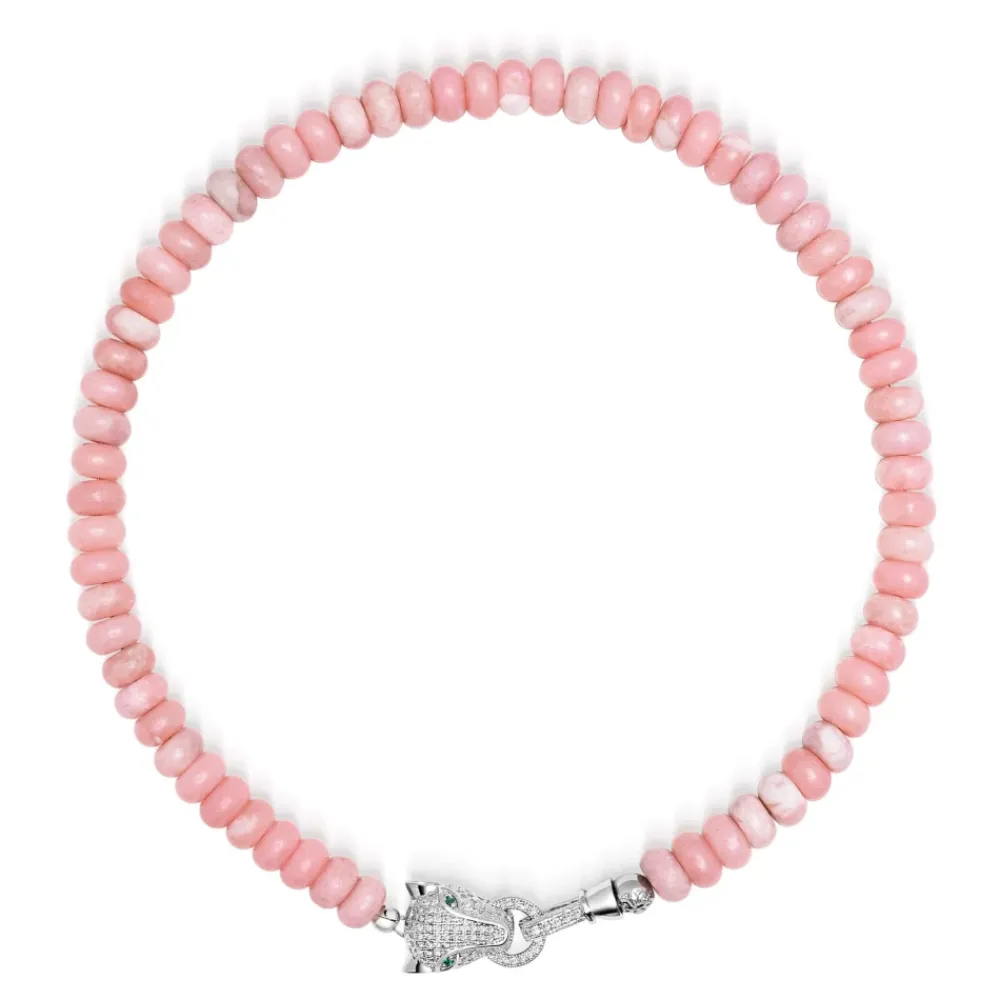 Smykker^Nialaya Pink Opal Choker with Panther Head Grå