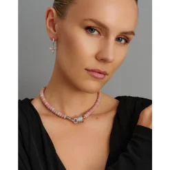 Smykker^Nialaya Pink Opal Choker with Panther Head Grå