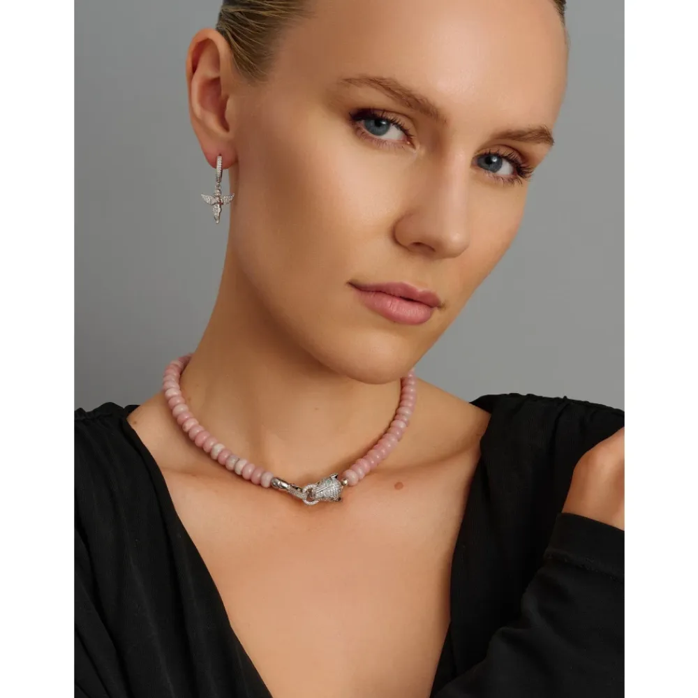 Smykker^Nialaya Pink Opal Choker with Panther Head Grå