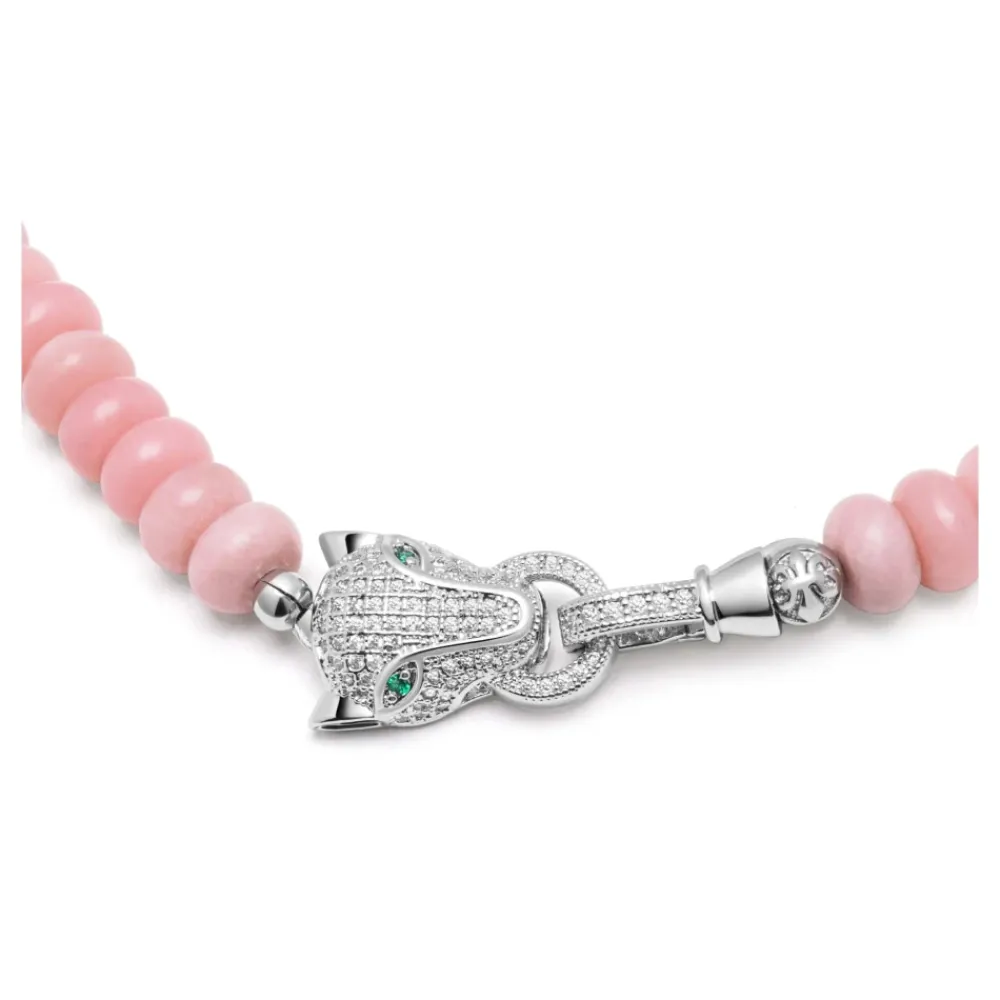 Smykker^Nialaya Pink Opal Choker with Panther Head Grå