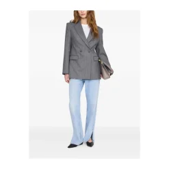 Jakker^Anine Bing Pinstripe Double-Breasted Blazer Grå
