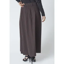 Nederdele<Co'Couture Pinstripe Plisseret Nederdel i Mørke Brun