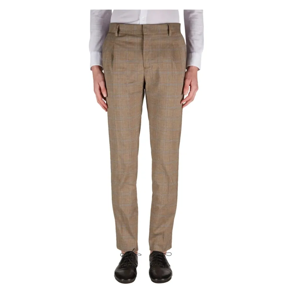 Bukser<Daniele Alessandrini Plaid Mønstrede Bukser Beige