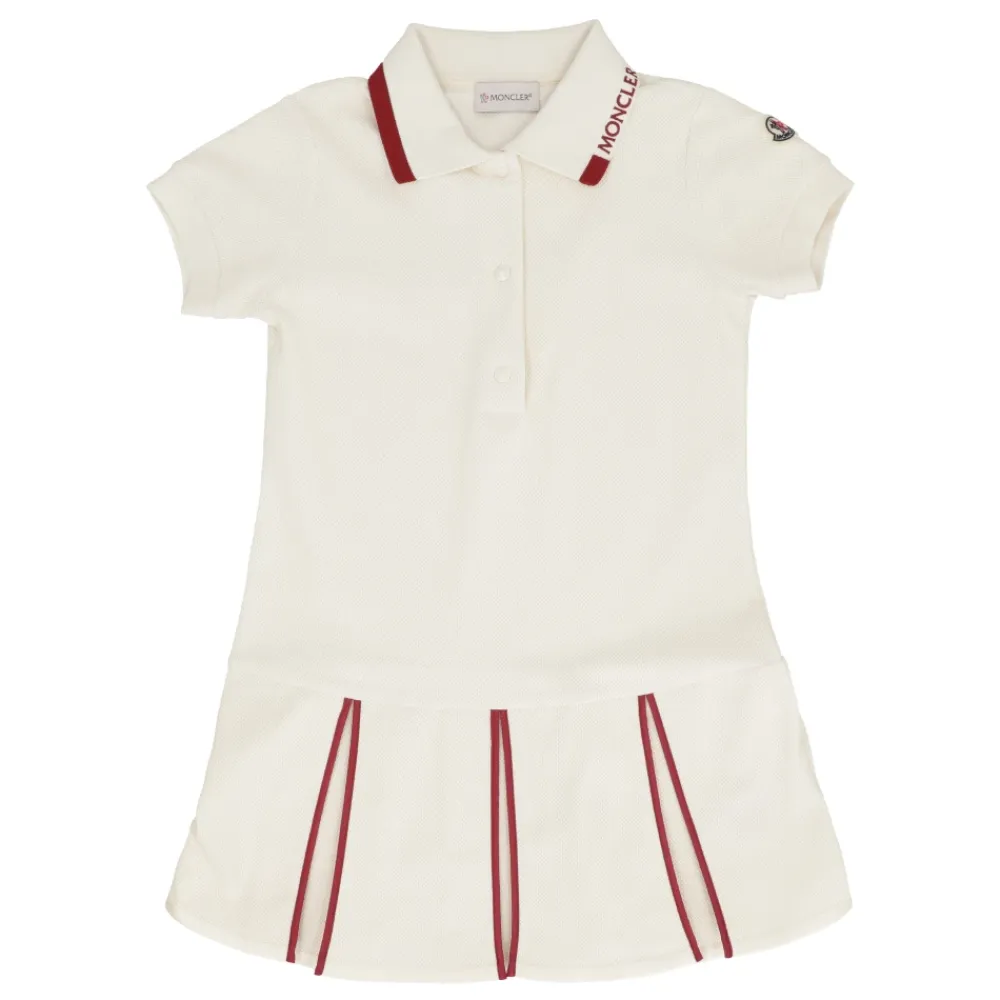 Kjoler & Nederdele^Moncler Pleated Polo Shirt Dress Hvid