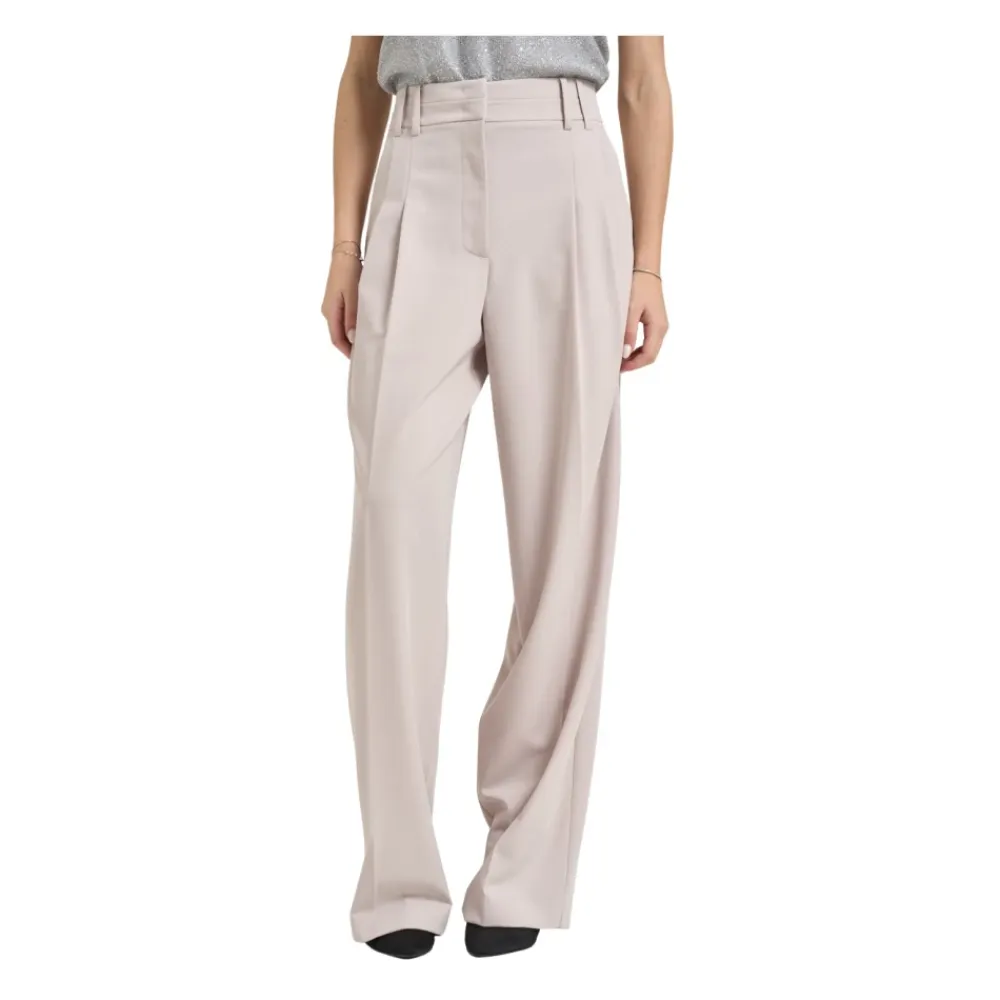 Bukser<Patrizia Pepe Plisserede Wide Trousers Grå