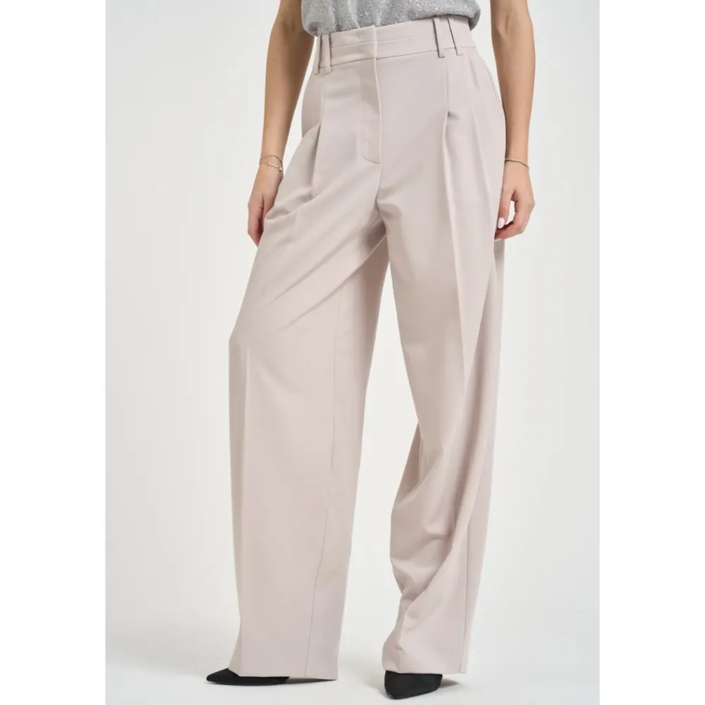 Bukser<Patrizia Pepe Plisserede Wide Trousers Grå