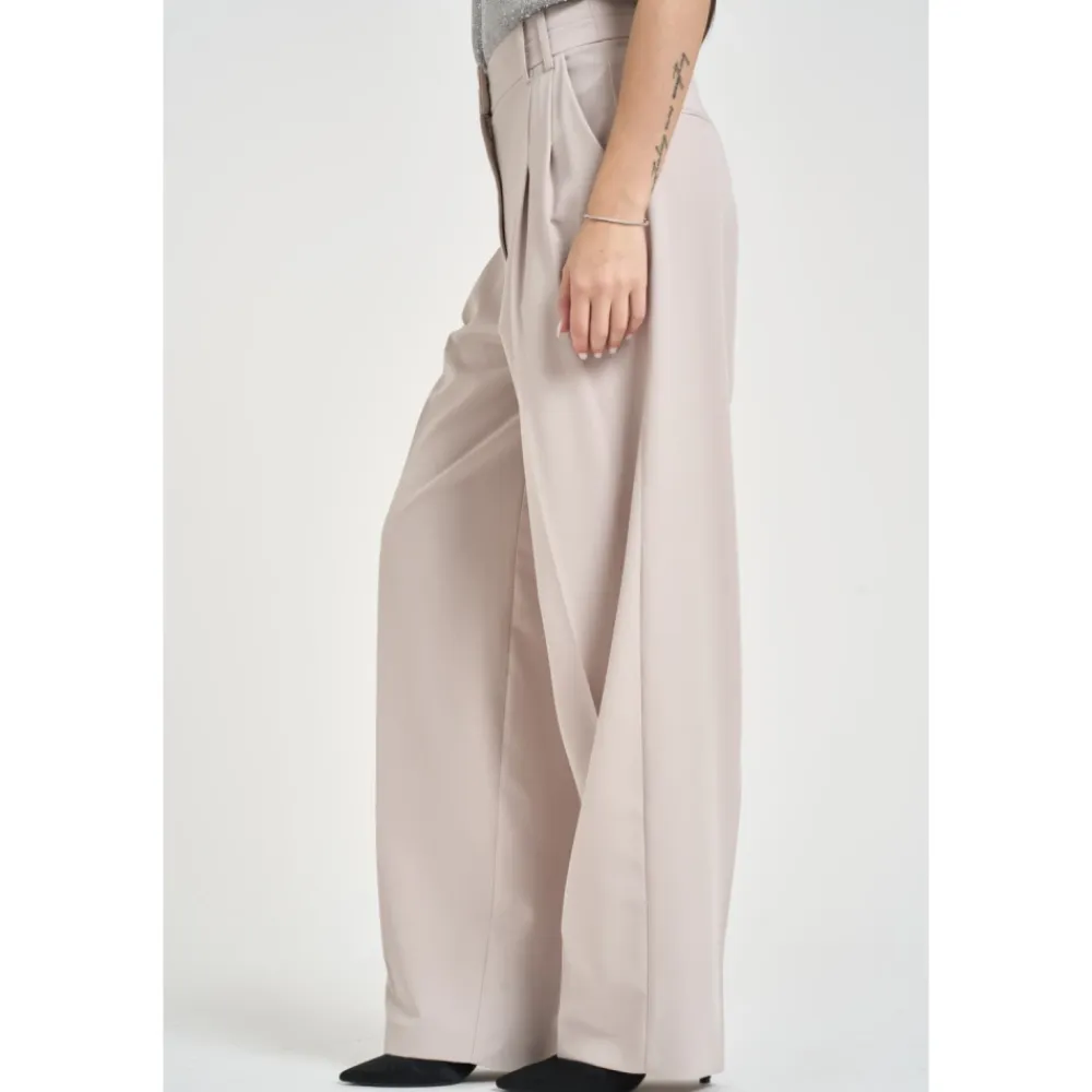 Bukser<Patrizia Pepe Plisserede Wide Trousers Grå
