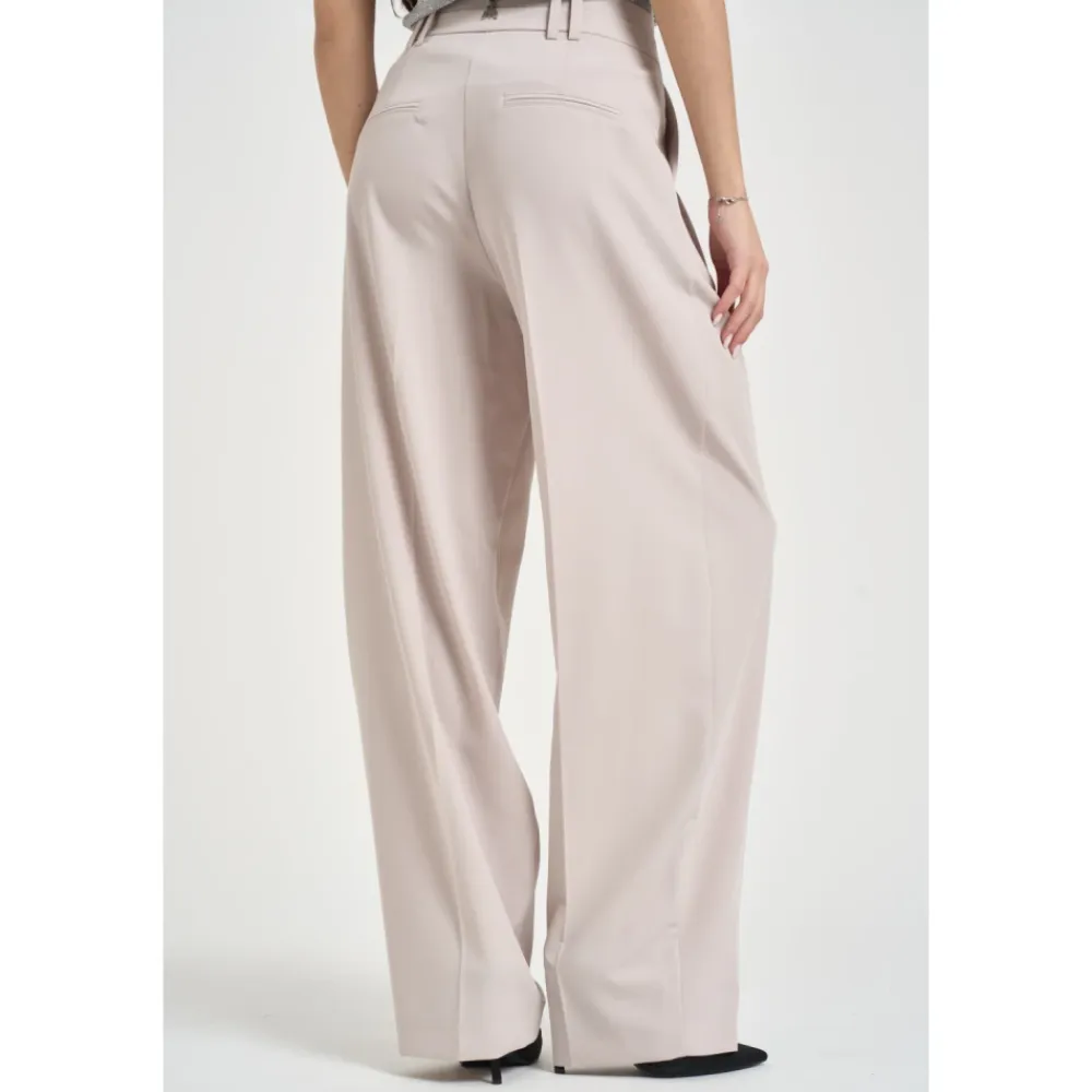 Bukser<Patrizia Pepe Plisserede Wide Trousers Grå